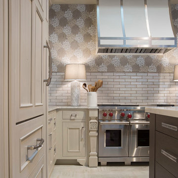White Kitchen with Modern Aire Hood St. Louis, MO Showroom Display