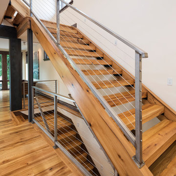 Antique Elm Flooring in a Modern Hallway
