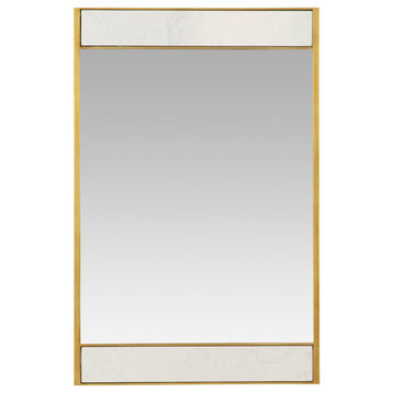 Lina Modern Wall Mirror, Gold With Marble