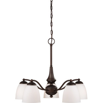 Nuvo Patton 5-Light Prairie Bronze and Frosted Glass Chandelier