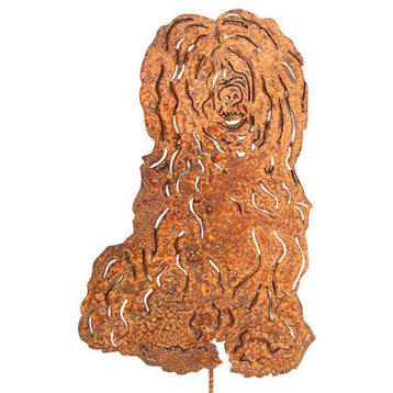 Tibetan Terrier Art, Rust Powder Coat, Garden Stake