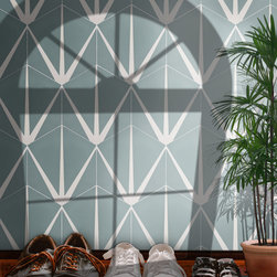 Moroccan Mosaic & Tile House - 8"x9" Menara Handmade Cement Tiles, Set of 12, Green/White - Wall And Floor Tile