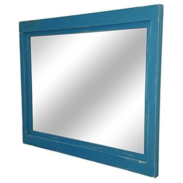 Coral Blue Farmhouse Style Vanity Mirror, 36"x30"