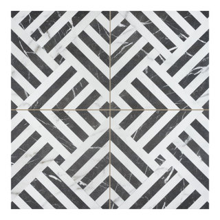 Sintra Ornate Matte 9 x 9 Porcelain Field Tile in Black & White