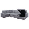 Acme Nardo Storage Sleeper Sectional Sofa Gray Fabric