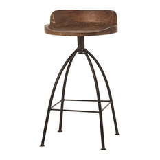 Benzara, Woodland Imprts, The Urban Port - Hinkley Industrial Style Adjustable Swivel Bar Stool With Backrest - Bar Stools and Counter Stools