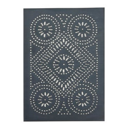 USA Handcrafted - Four Handcrafted Punched Tin Cabinet Panel Quilted Diamond Design, Country Tin - Decorative Objects And Figurines