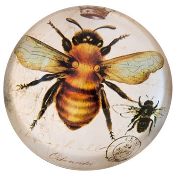 Vintage-Style Bee Paperweight With Crown Crystal Dome