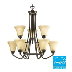 Progress Lighting - Progress Lighting Chandelier. Janos Collection Antique Bronze 9-light Chandelier - Chandeliers