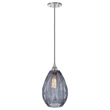 61099-21, 1-Light Hanging Mini Pendant Ceiling Light, Smoke Glass Shade