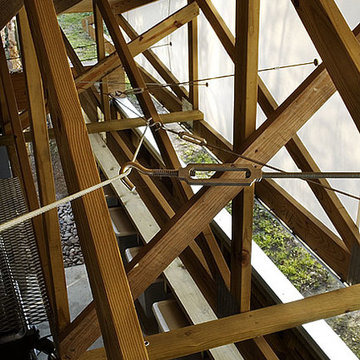 Wood Trusses, Stainless Tension Cable, Translucent Canvas