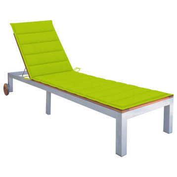 vidaXL Sun Lounger with Cushion Furniture Solid Wood Acacia and Galvanized Steel