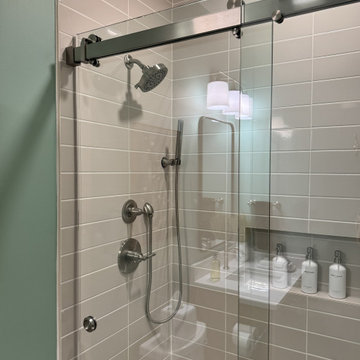 Modern Basement Bathroom with Rift-Cut Oak Vanity