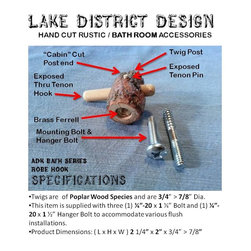 ADK Bath Series,Rustic, Handmade, Robe Hook - Robe & Towel Hooks