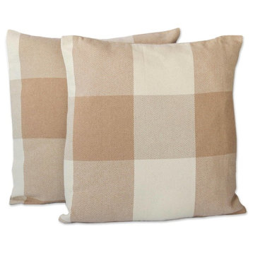 Novica Striped Patchwork Cotton Cushion Covers, Set of 2
