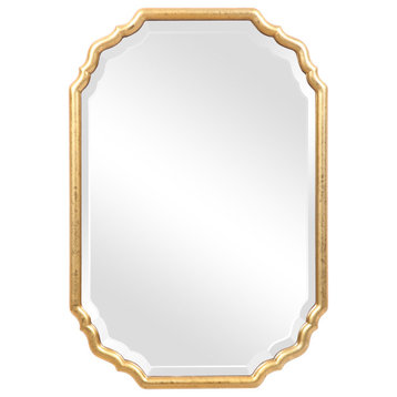 Vanity Mirror Finished In A Lightly Antiqued, Metallic Gold Leaf