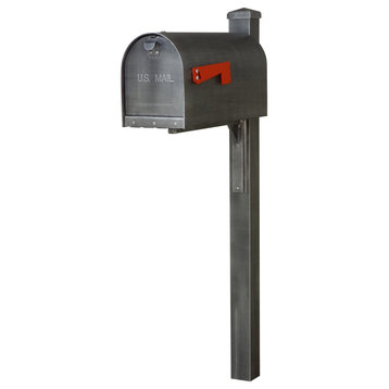 Titan Steel Curbside Mailbox and Wellington Post, Swedish Silver