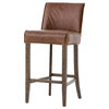 Urban-Rustic Chestnut Leather Counter Stool