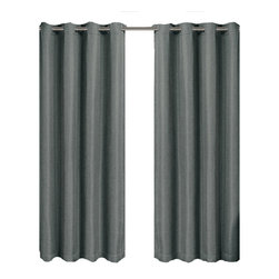 Royal Tradition - Gulfport Faux Linen Blackout Weave Panels, Gray, 52"x63" Single - Curtains