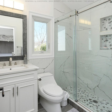 White Casement Window in Gorgeous Bathroom - Renewal by Andersen NJ / NYC