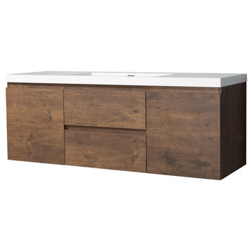 Newport Design Rose Wood Bathroom Furniture Set with Cabinet and Basin, 60"