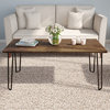 Coffee Table With Hairpin Legs Modern Industrial Style Accent Furniture, Rustic Brown