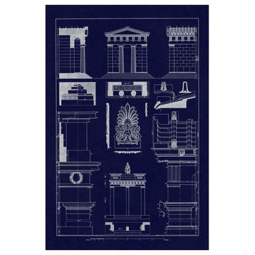 "Temple of Diana, Monument of Thrasyllus (Blueprint)" Paper Art, 42"x62"