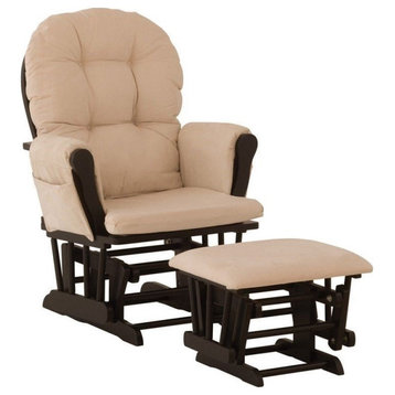 Stork Craft Hoop Glider and Ottoman in Black and Beige