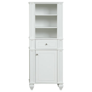 Winston 24 in. W x 64 in. H Freestanding Linen Cabinet in Ivory White