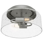 Hunter Fan Company - Hartland 2 Light Flush Mount, Matte Silver - A small light fixture with a lot of sparkle. The Hartland flush mount's clear seeded glass is sure to catch your eye as it sparkles from the rays of light, no matter the bulbs you choose. It has a revised classic look that works with a variety of styles. Combine the Hartland flush mount light with other members of its collection for a cohesive look.