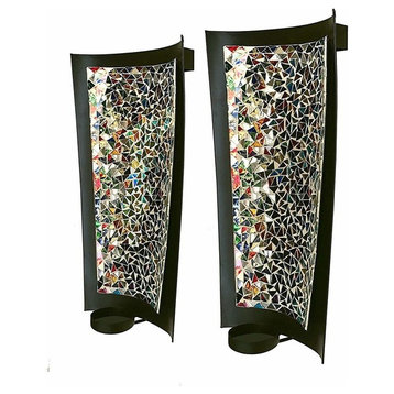 DecorShore Metal Wall Art Mosaic Wall Sconce Tealight Candle Holders, Set of 2