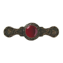 Inviting Home Inc. - Victorian Pull, Antique-Style Solid Bronze With Red Carnelian - Cabinet And Drawer Handle Pulls