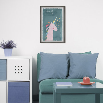 "Dream Big Unicorn" Framed Painting Print