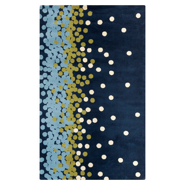 PlushRugs Imports Worldly 2509-IBA 1'6" Corner Sample Navy, Moss Rug