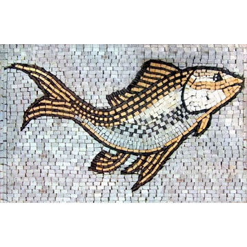 Aquatic Swimming Fish Mosaic, 12"x16"