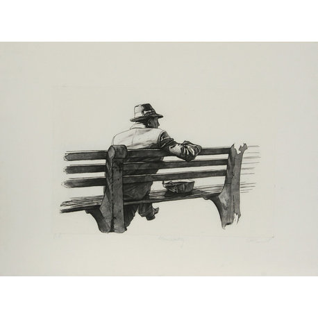 Harry McCormick "Man Waiting" Etching