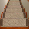 M Mod-Arte, Nova Collection Stair Treads, Rubber Backing Non-Slip, Beige 2, 8.5" X 30", Set of 7