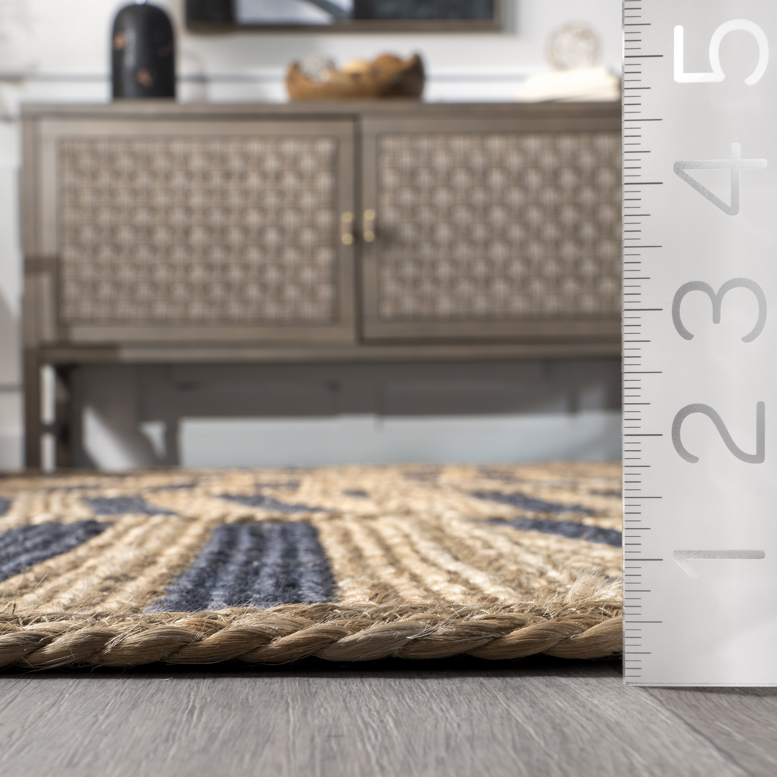 Nuloom Nalle Tilted Stripes Jute Rug, Blue, 8' x 10' - Beach Style ...