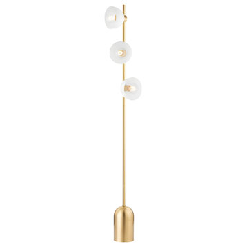 Belle 1 Light Floor Lamp, Aged Brass