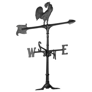 7"L x 8 1/2"H 30" Rooster Accent Directions Weathervane, Black