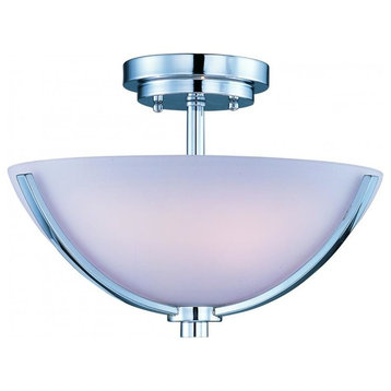 Maxim Rocco 3-Light Polished Chrome Satin White Glass Bowl Semi-Flush Mount