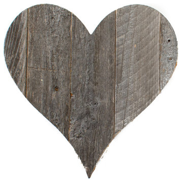 Rustic Farmhouse Wood Heart, Weathered Gray, 8"