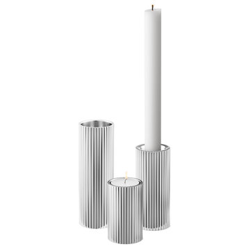 Bernadotte Tealight/Candleholder Stainless Steel, Small, Medium, Large, 3-Piece