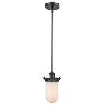 Innovations Lighting - 1-Light Dimmable LED Kingsbury 6" Pendant, Matte Black, White - The Austere makes quite an impact. Its industrial vintage look transports you back in time while still offering a crisp contemporary feel. This sultry collection has a 180 degree adjustable swivel that allows for more depth of lighting when needed.