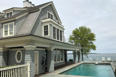 Inspiration for a coastal exterior home remodel in New York