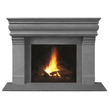 Fireplace Stone Mantel 1106.556 With Filler Panels, Gray, With Hearth Pad
