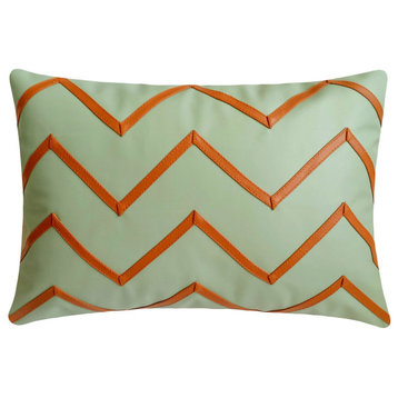Mint Green Faux Leather 12"x22" Lumbar Pillow Cover Faux Leather Tape Rosalind