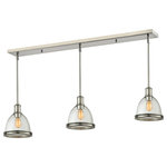 Z-Lite - Mason 3-Light Billiard, Brushed Nickel With Clear Seedy Glass - The vintage warehouse loft design of this fixture adds a spacious touch of character for any home. A brushed nickel finish paired with clear seedy glass shades allows this fixture to be perfect for the game room or any other room of the house where a touch of character is needed.