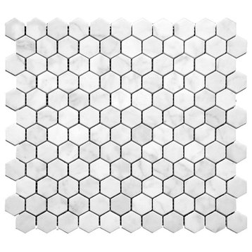 Carrara Hex 1x1 Honed Tile