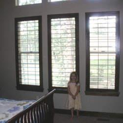 Custom Frame and Custom Color Knotty Alder Shutters - Interior Shutters